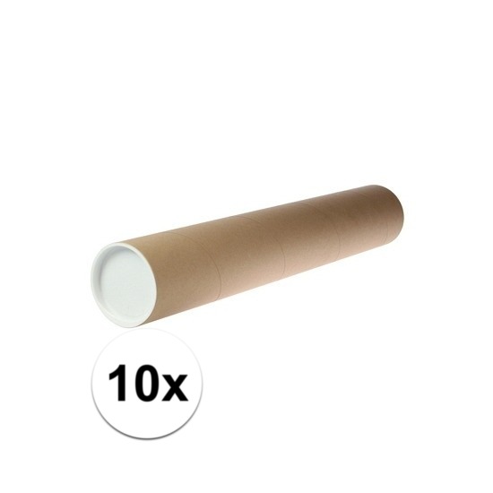 Merkloos Poster koker van karton - 10x - 680 x 100 mm - Bruin - Verzendkokers - Voor A1 formaat papier -