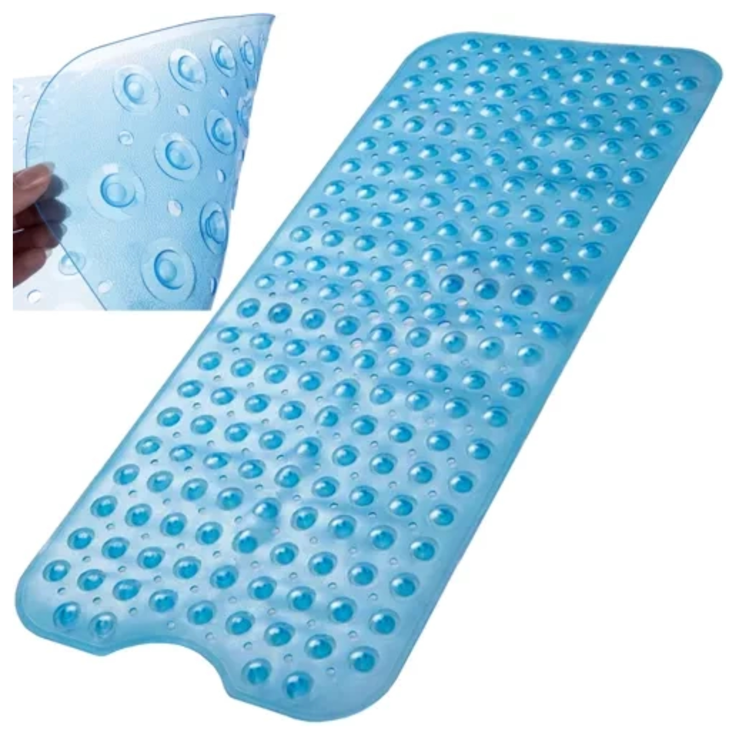Ruhhy Badmat - antislip - blauw - PVC - 100 x cm - met zuignappen -