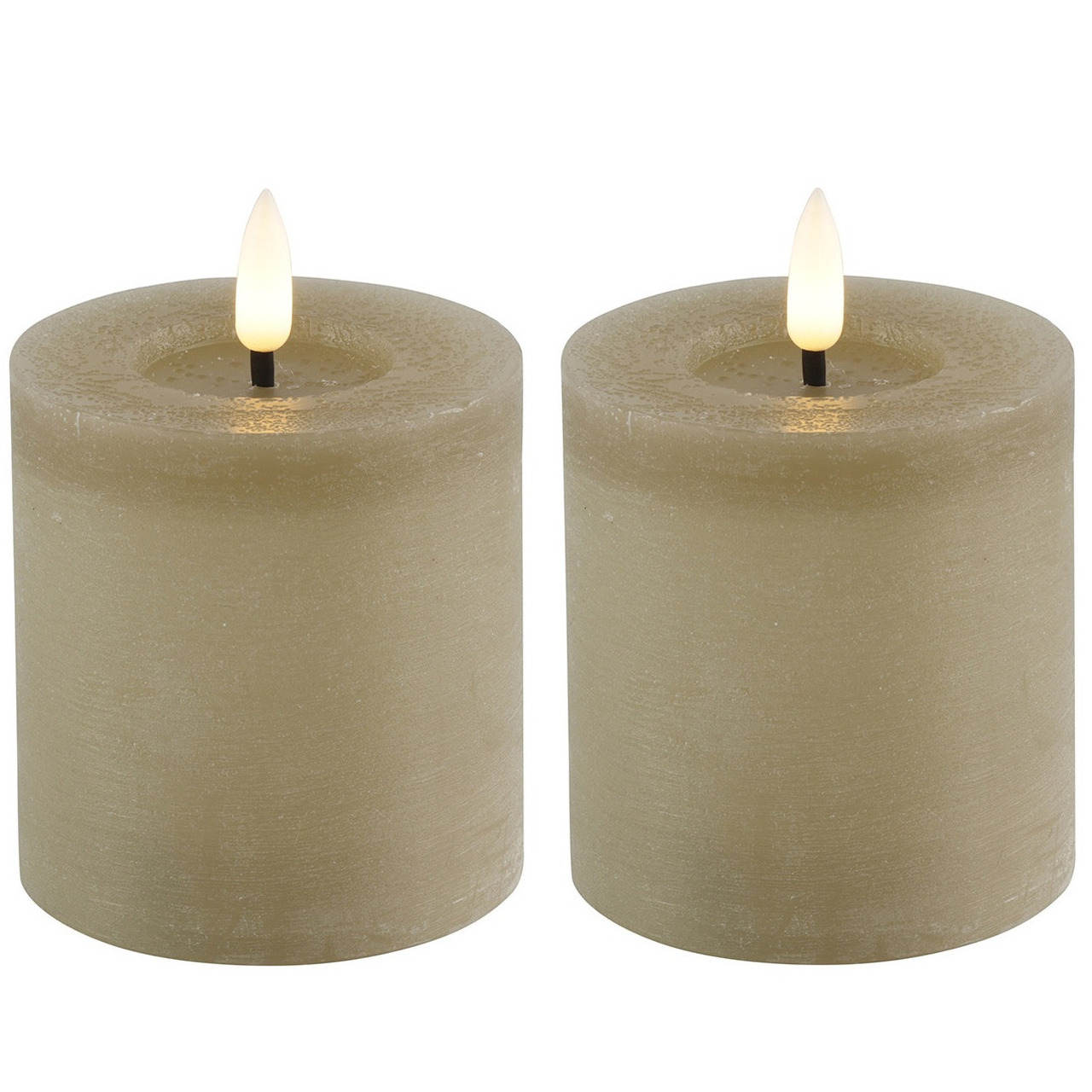 Countryfield LED kaarsen/stompkaarsen - 2x - beige - D7,5 x H8 cm - timer -