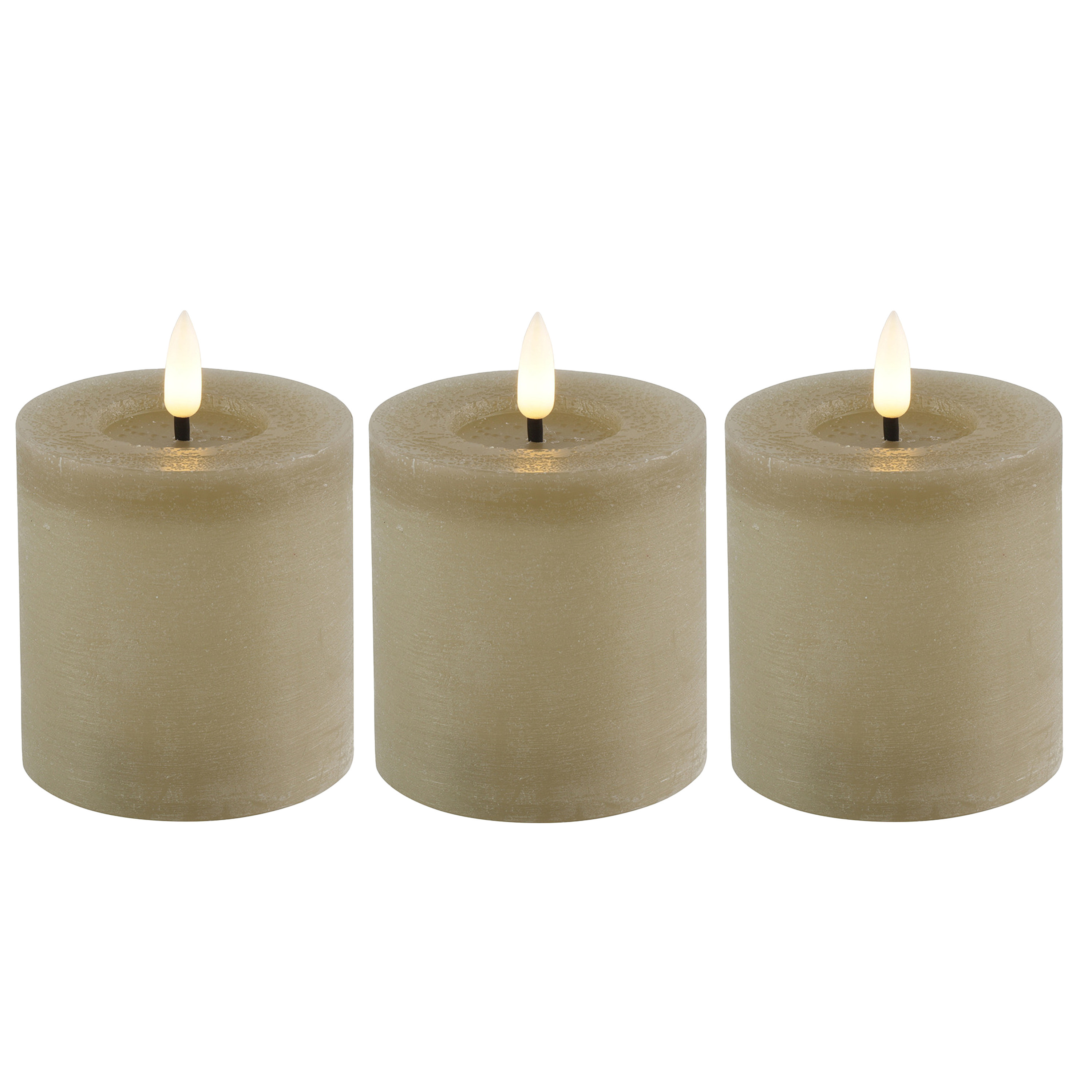 Countryfield LED kaars/stompkaars - 3x - beige - D7,5 x H8 cm - timer -