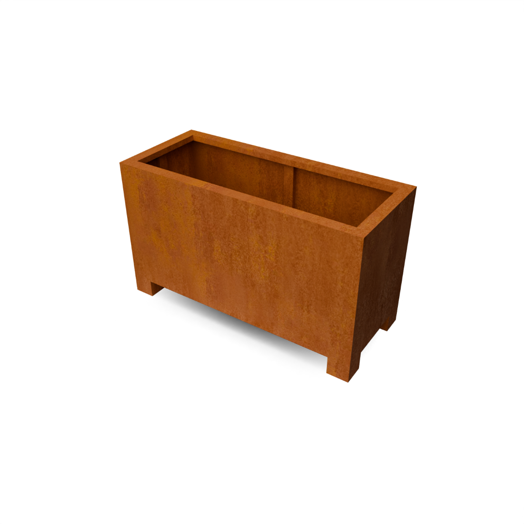 Geroba Artesa LF14 vierkante plantenbak op pootjes 1200x500x700mm - Cortenstaal