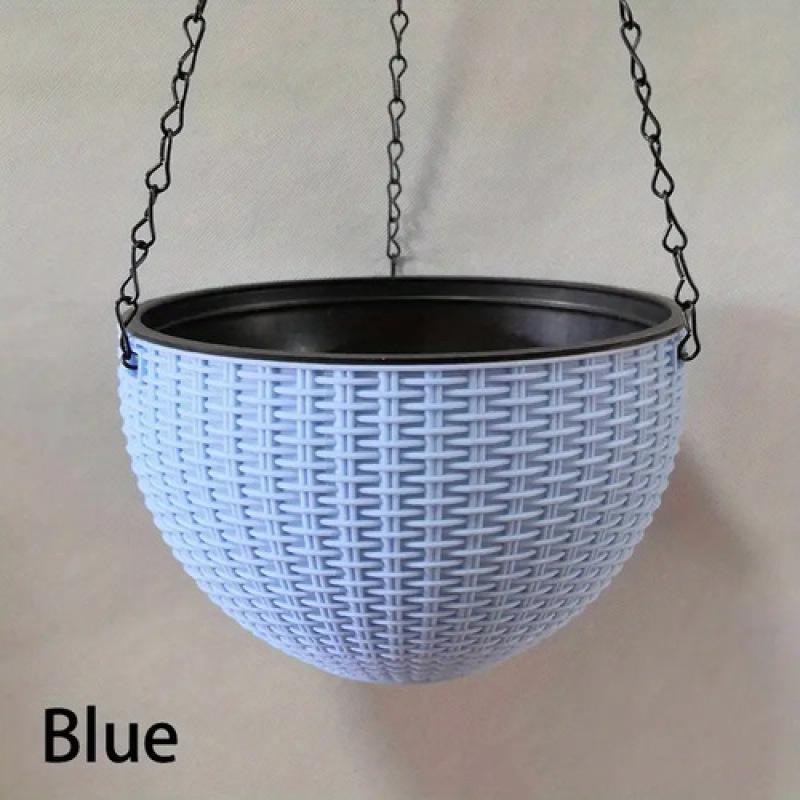 WIKHOSTAR Veelzijdige ronde hars hangende bloem hangende potten mand buiten hangende pot houder tuin balkon plantenbak emmer huisdecoratie
