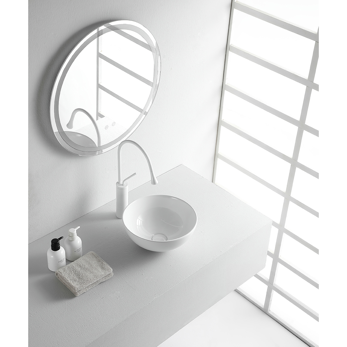 Wiesbaden Luna Waskom Rond - 32x13cm - Keramiek - Glans Wit