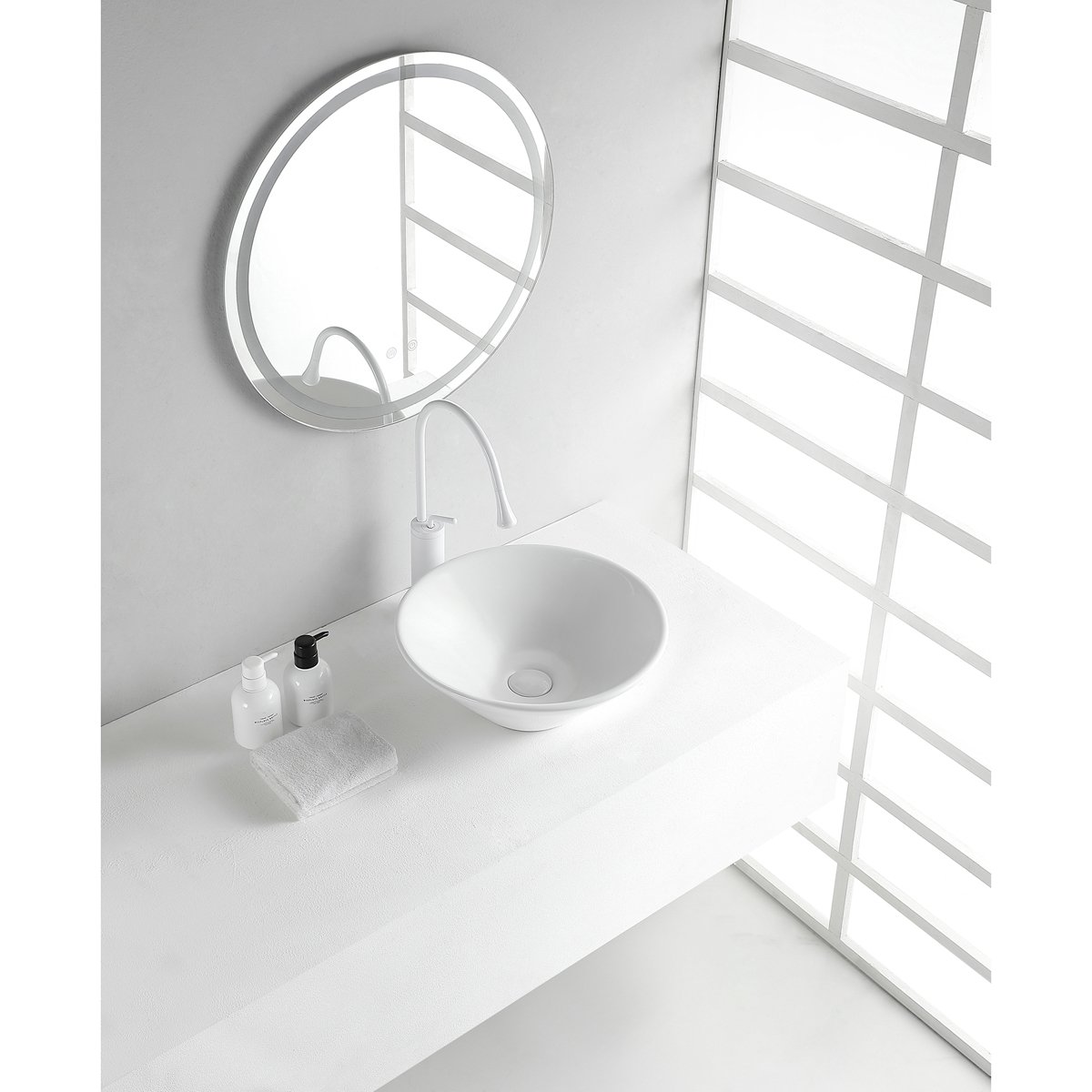 Wiesbaden Circle Waskom Rond - 42x15cm - Keramiek - Glans Wit