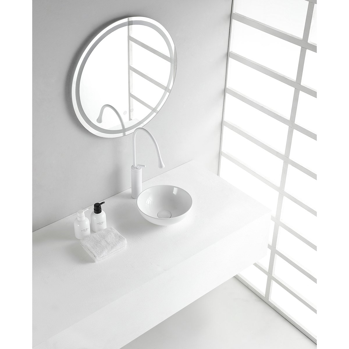 Wiesbaden Kimo Waskom Rond - 28x10cm - Keramiek - Glans Wit