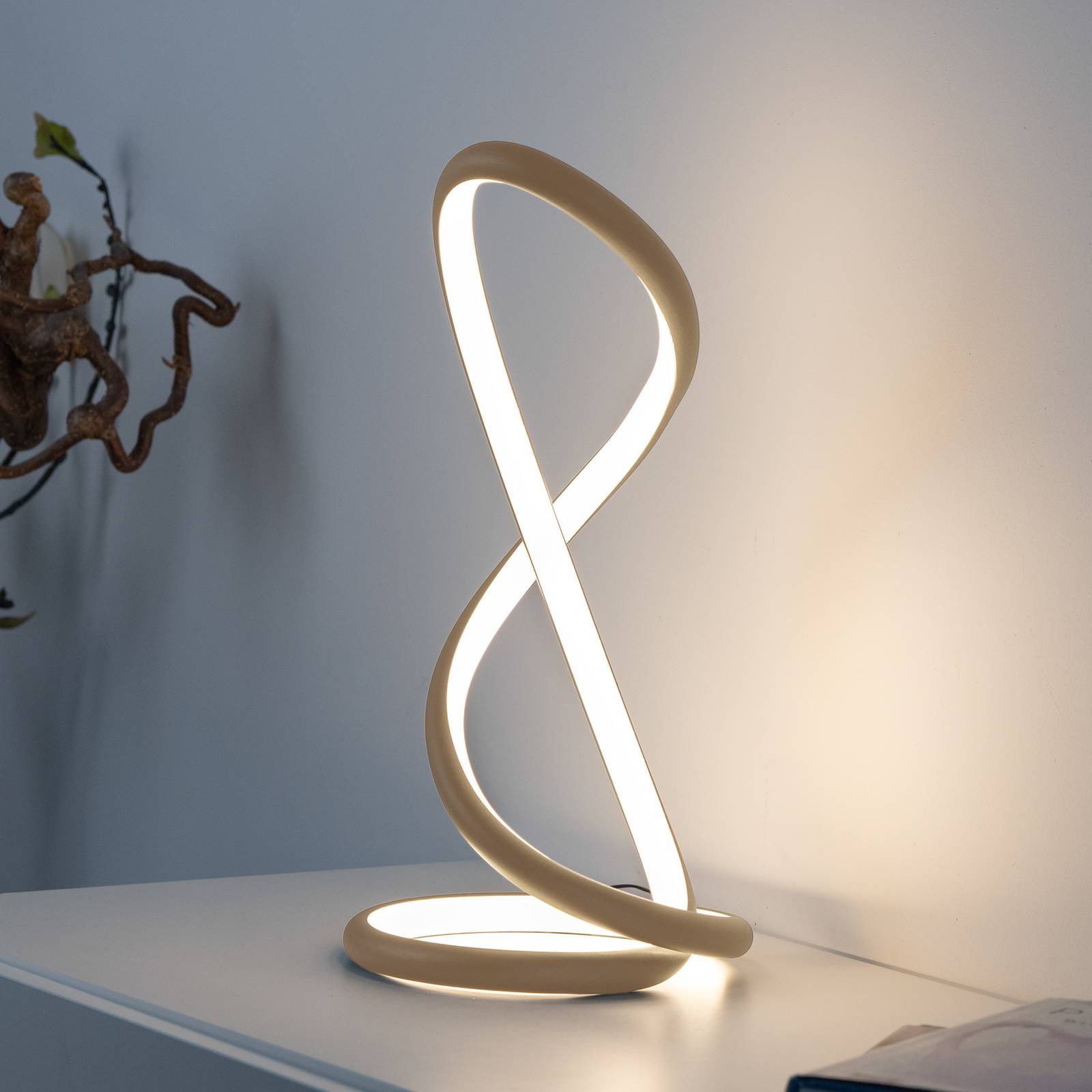 PAUL NEUHAUS LED tafellamp Twist, zandkleurig, hoogte 42 cm