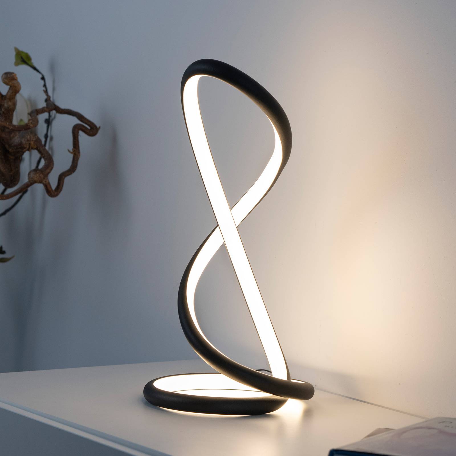 PAUL NEUHAUS LED tafellamp Twist, zwart, hoogte 42 cm