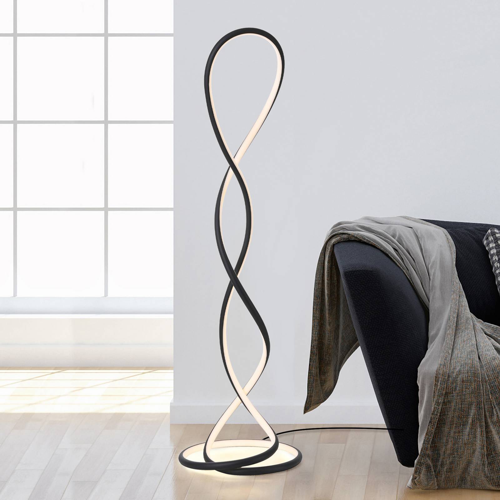 PAUL NEUHAUS LED vloerlamp Twist, zwart, hoogte 143 cm
