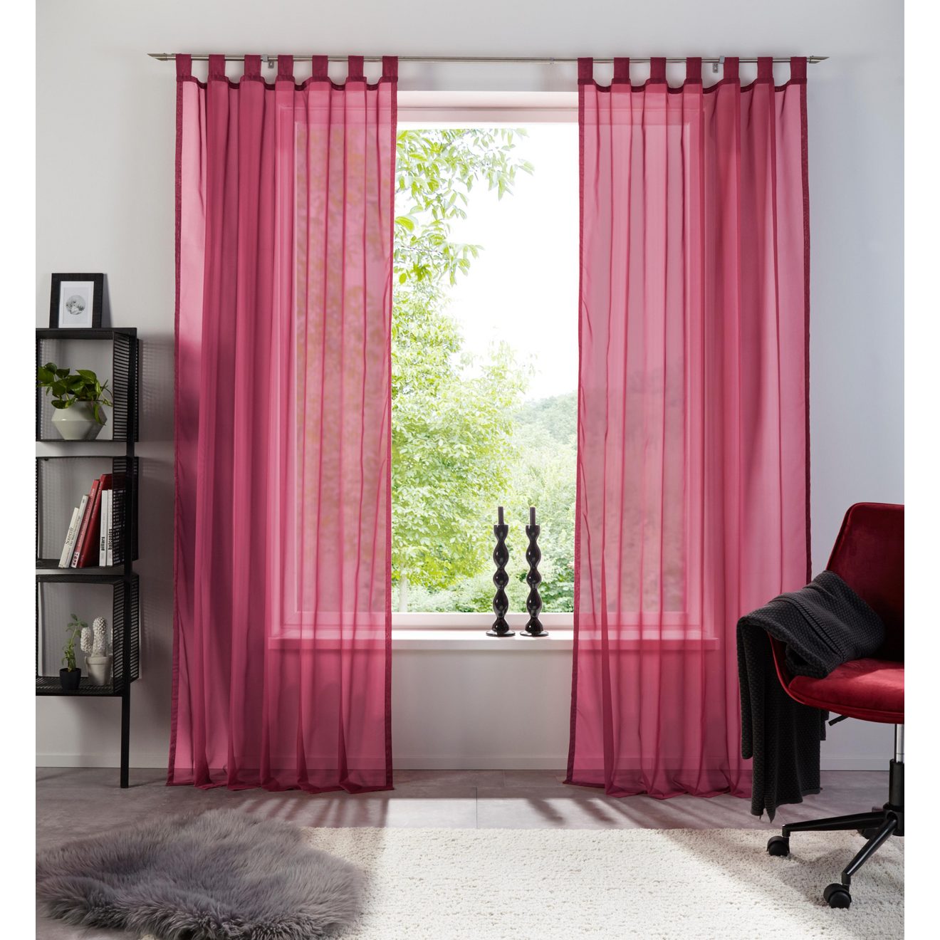 My home Gordijn XANA met ogen, franje of lussen Bestseller, effen, 1 of 2 sjaals, onderhoudsvriendelijk, sjaal,