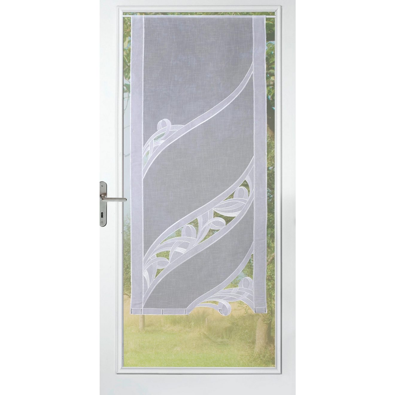 Stickereien Plauen Gordijn Christina HxB: 140x60, met echte Plauener kant borduurwerk (1 stuk)