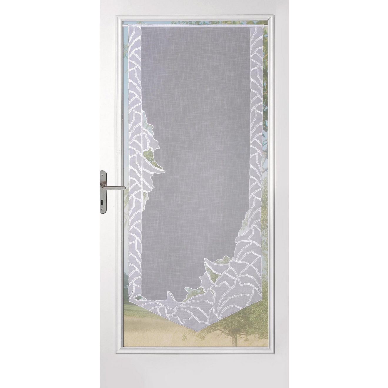 Stickereien Plauen Gordijn Isabell HxB: 140x60, met echte Plauener kant borduurwerk (1 stuk)