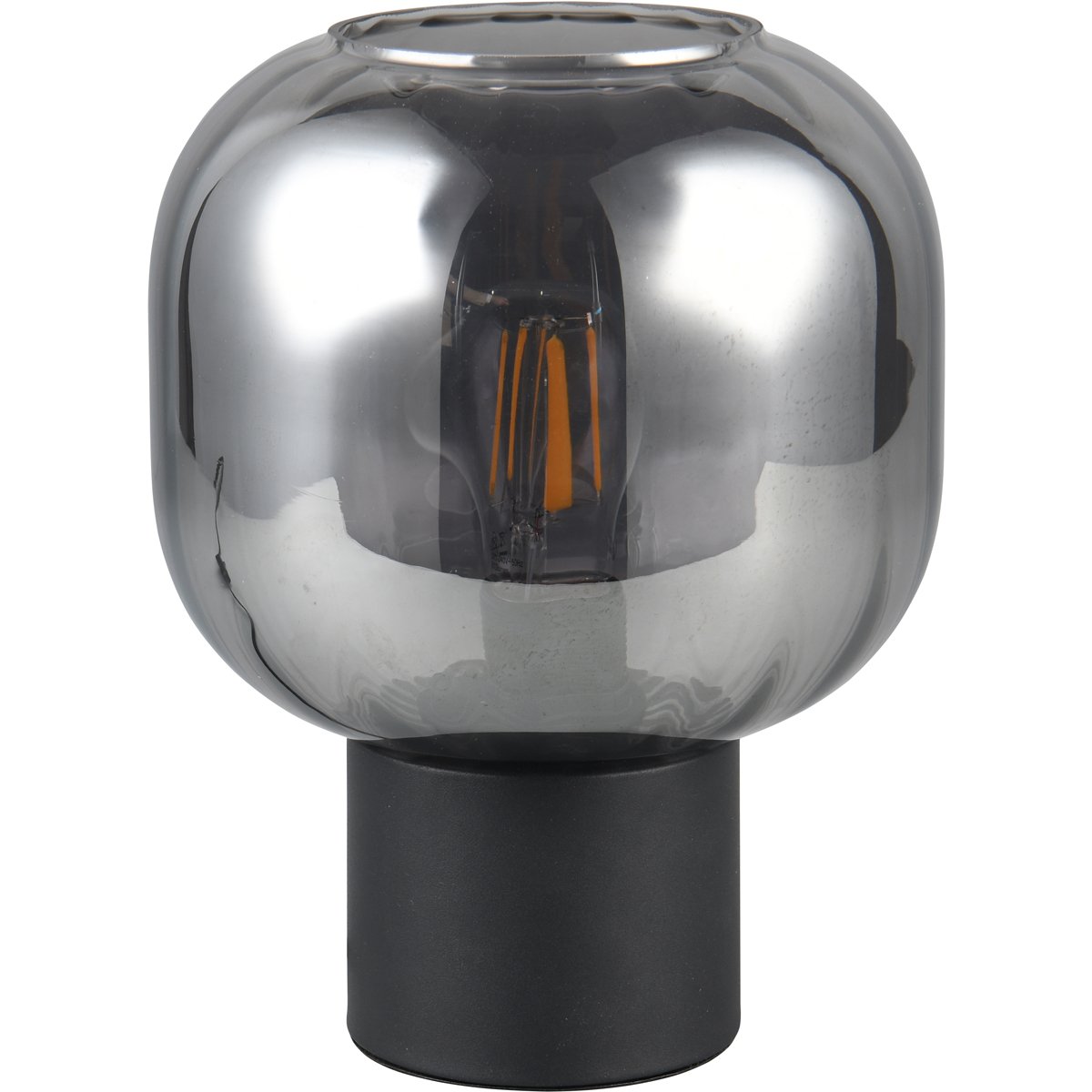 BES LED LED Tafellamp - Tafelverlichting - Trion Avia - E27 Fitting - Rond - Verchroomd Glas - Mat Zwart - Metaal