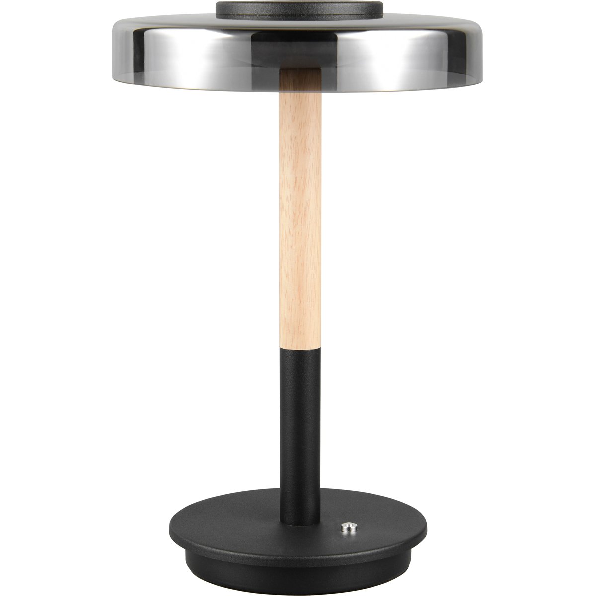 BES LED LED Tafellamp - Tafelverlichting - Trion Stahlei - 10W - Warm Wit 3000K - Rond - Rookkleur Glas - Mat Zwart - Metaal