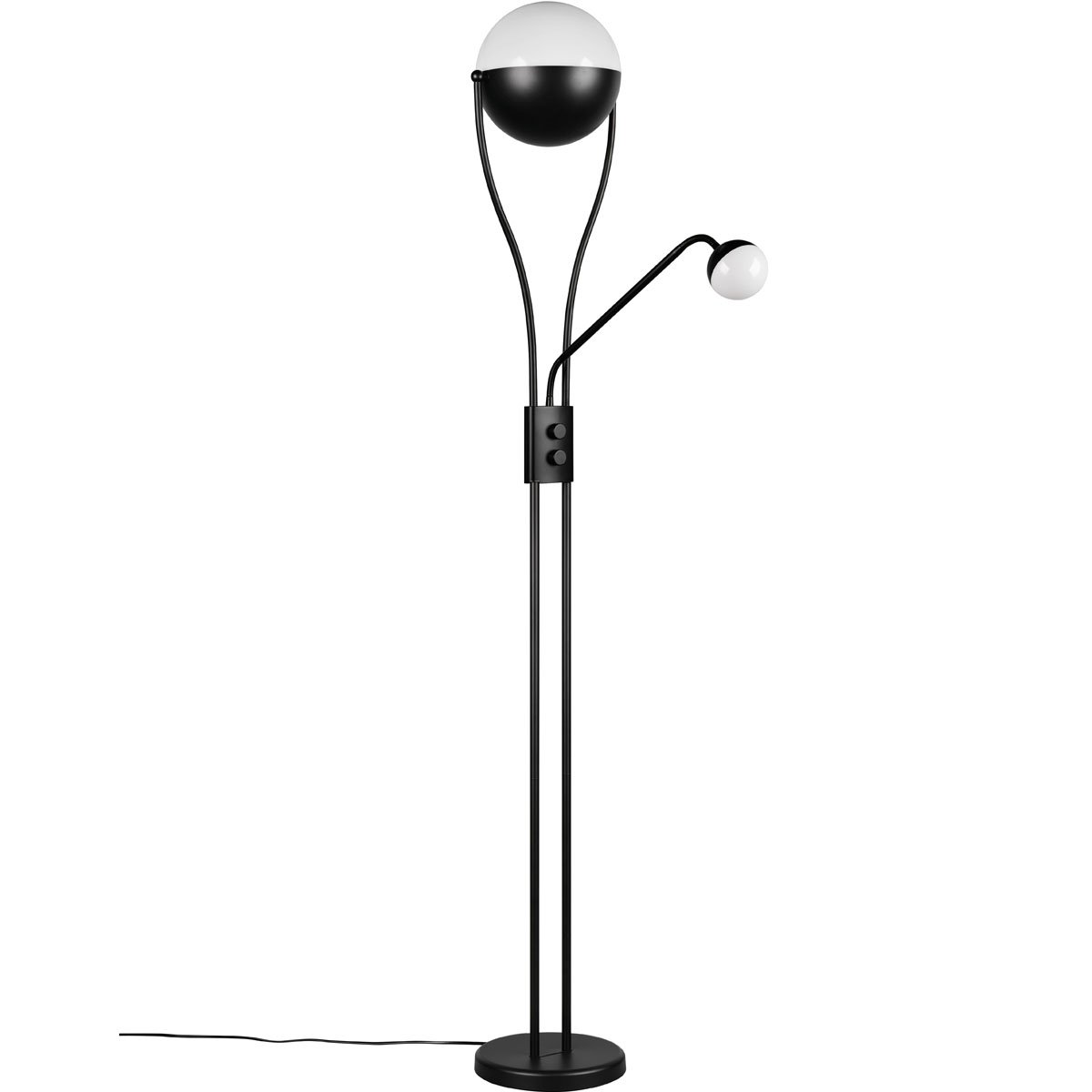 BES LED LED Vloerlamp - Trion Topher - 18W + 3.8W - Warm Wit 3000K - 2-lichts - Dimbaar - Rond - Mat Zwart - Metaal