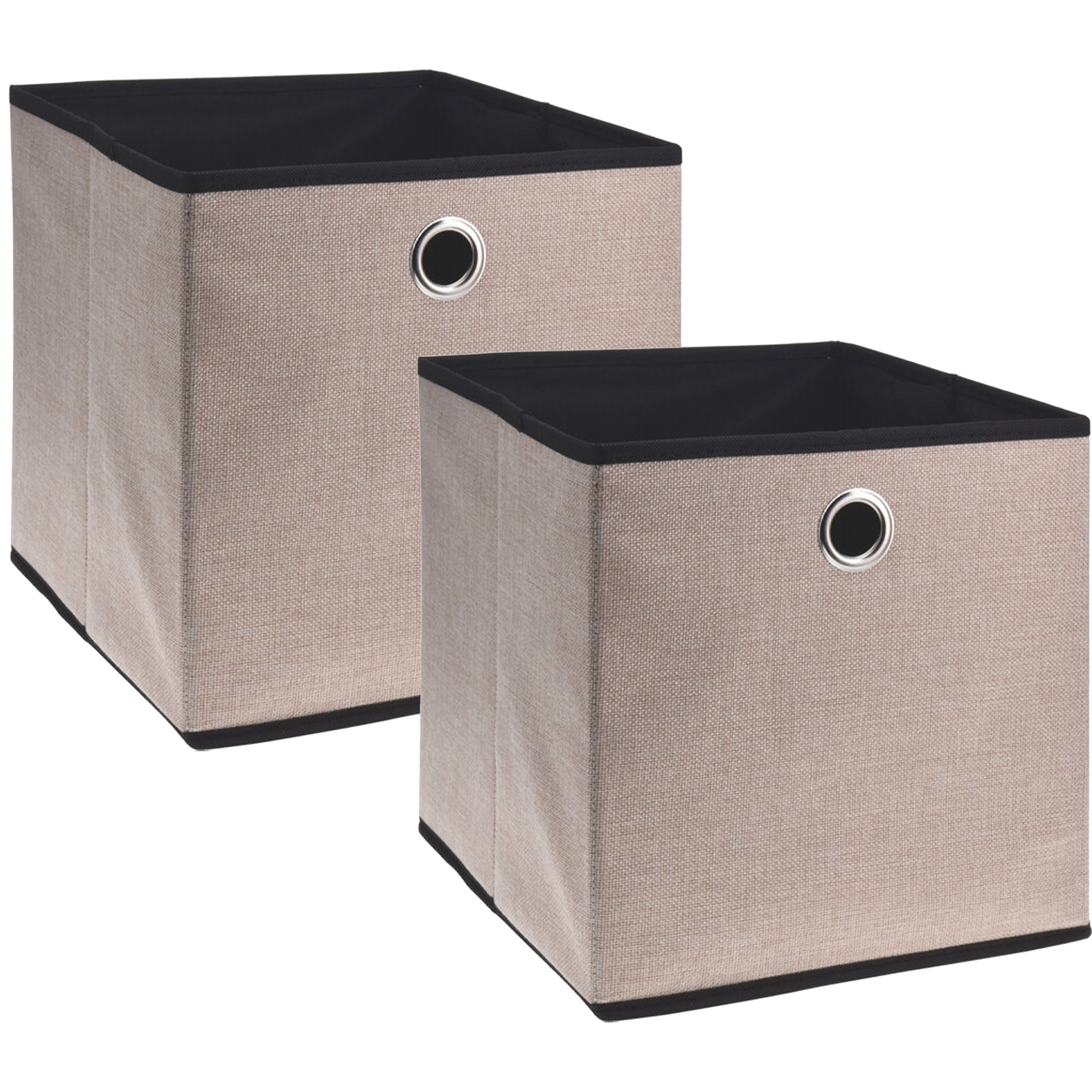 Storage Solutions Opbergmand/kastmand - 2x - beige - karton/kunststof - 28 liter - 30 x 30 x 30 cm -