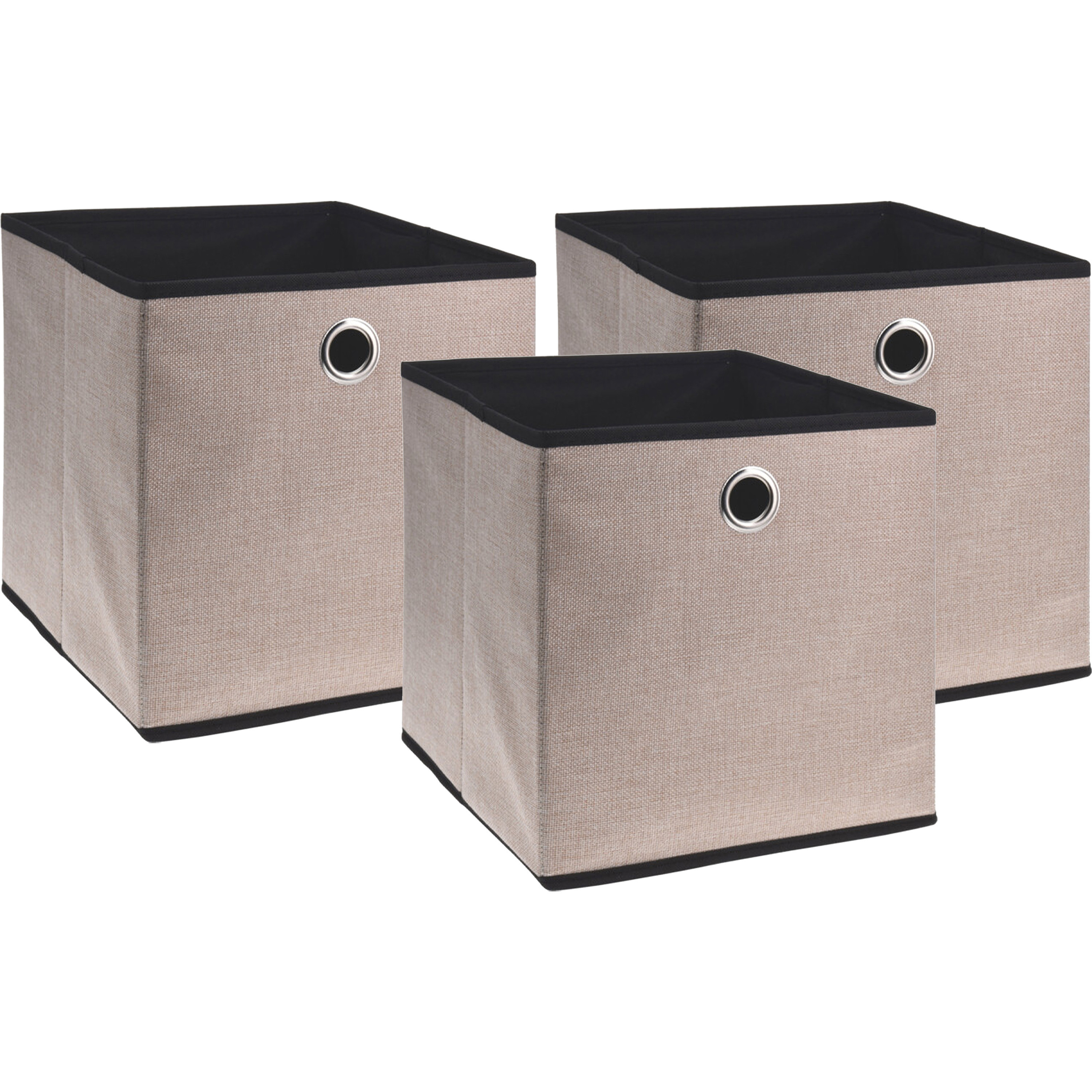 Storage Solutions Opbergmand/kastmand - 3x - beige - karton/kunststof - 28 liter - 30 x 30 x 30 cm -