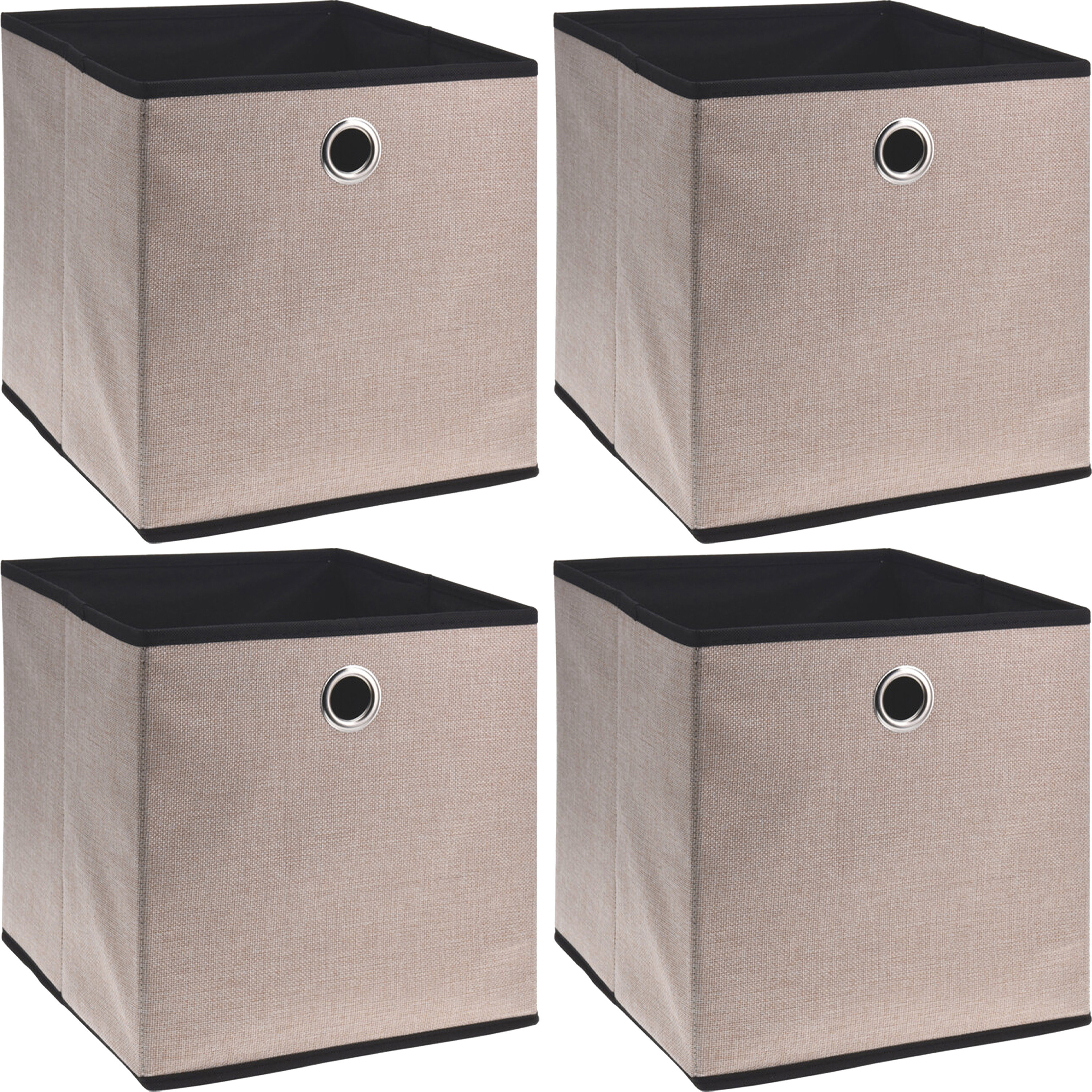 Storage Solutions Opbergmand/kastmand - 4x - beige - karton/kunststof - 28 liter - 30 x 30 x 30 cm -