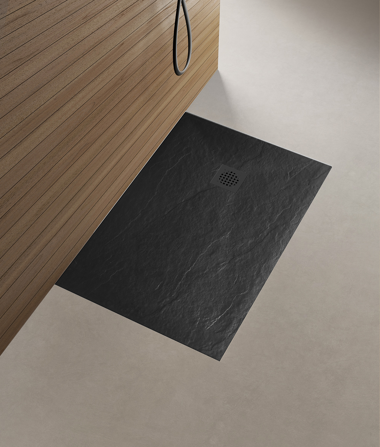 <QuerySet [<AttributeOption: Wiesbaden>]> Douchebak Stonea antislip Composiet mat zwart inkortbaar 80 x 120 x 3 cm