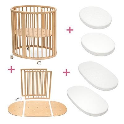 Stokke Sleepi Mini en uitbreidingset naturel met matras & hoeslaken