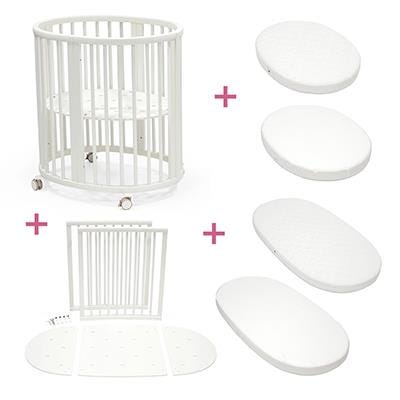 Stokke Sleepi Mini en uitbreidingset wit met matras & hoeslaken