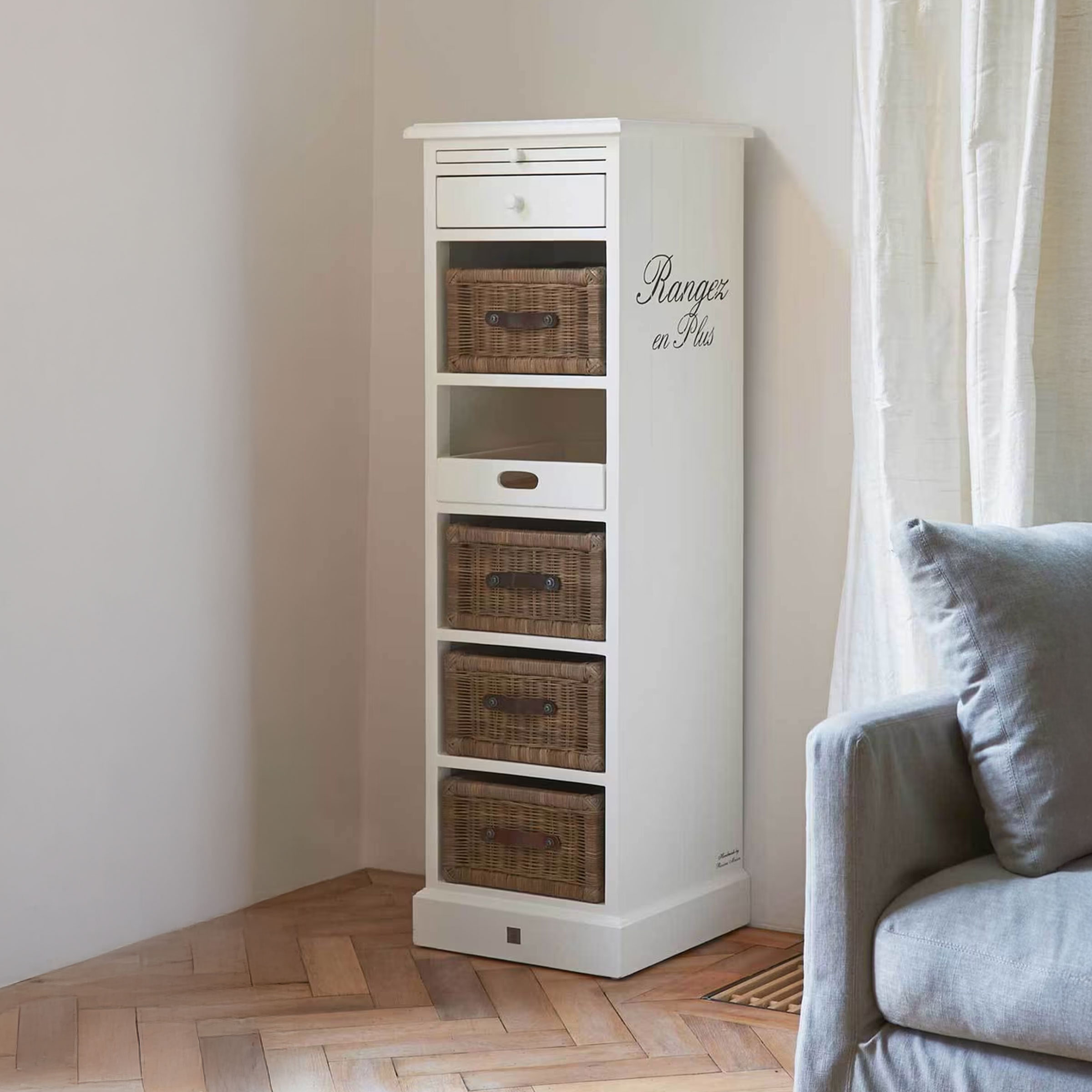 Rivièra Maison Ladekast Rangez en Plus Met 4 rattan laden - Hout