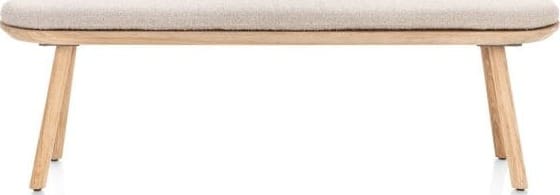 Xooon | Niora bank 160x43cm - massief eiken - houten pootjes - inclusief kussen | Zitmeubels eetkamer | Eetbank