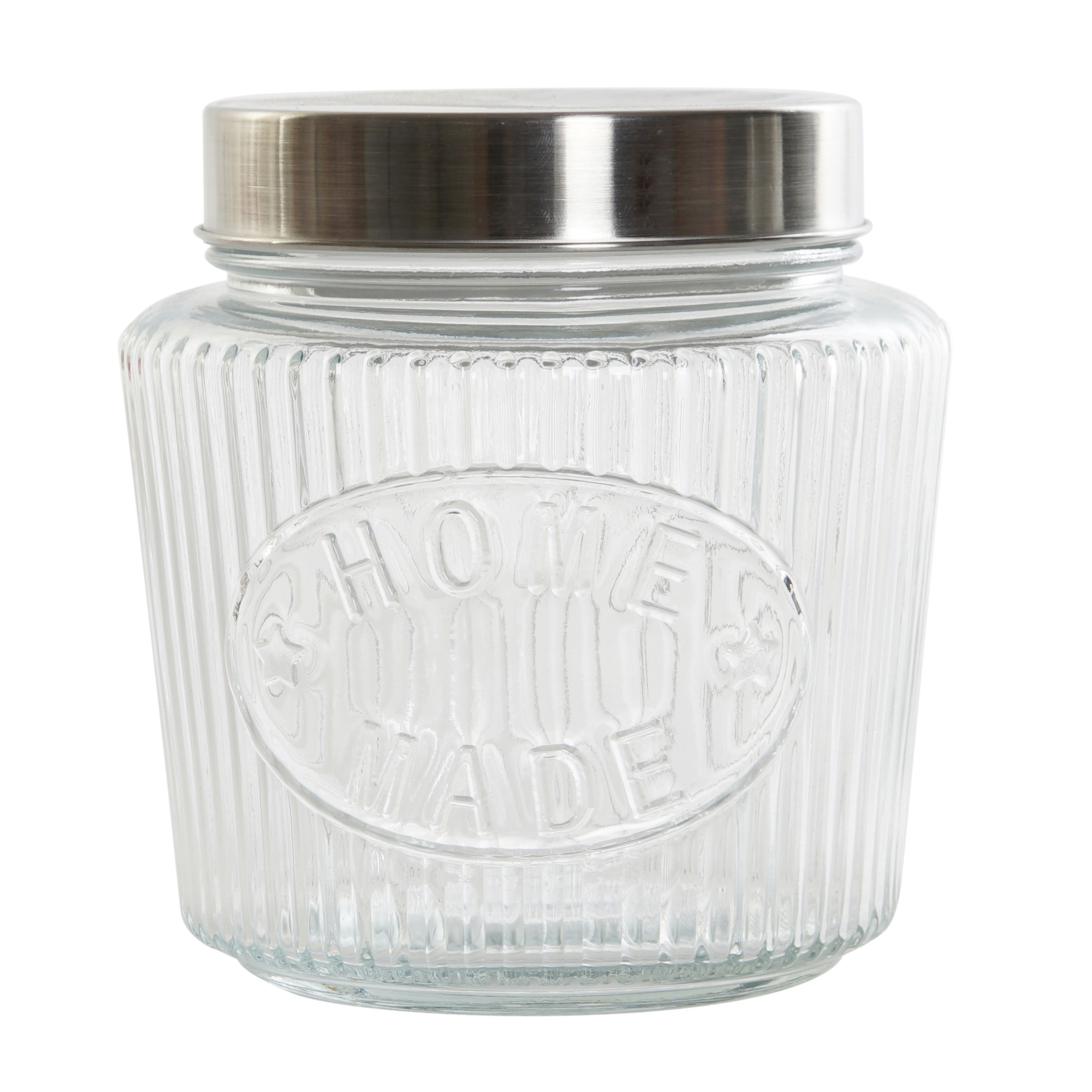 Excellent Houseware voedsel voorraadpot - bewaarpot - 1500 ml - glas - met metalen deksel -