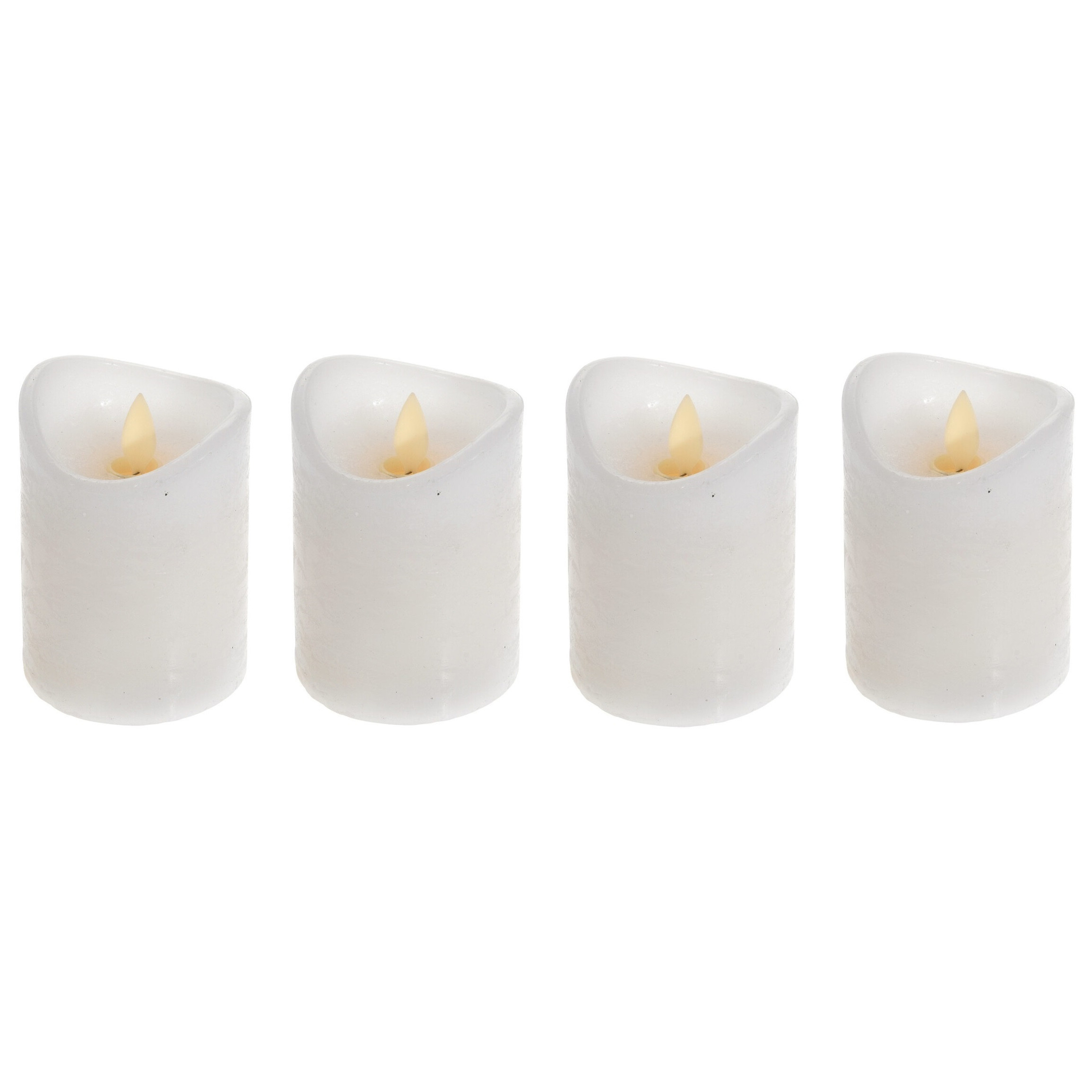 Merkloos LED kaarsen - Set van 4x stuks - wit - met afstandsbediening - stompkaarsen -