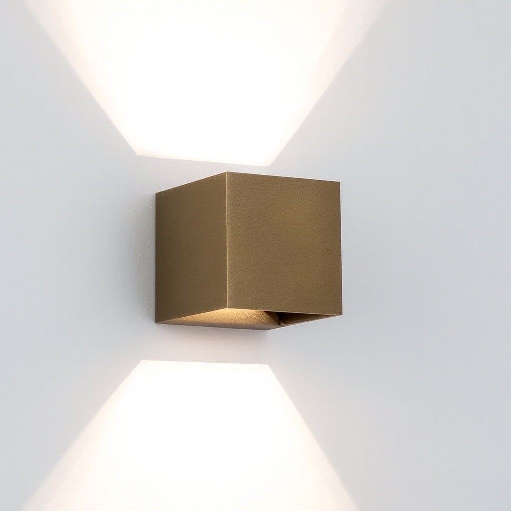 KS Verlichting Shift Up en Down Muurlamp Brons kubus met LED