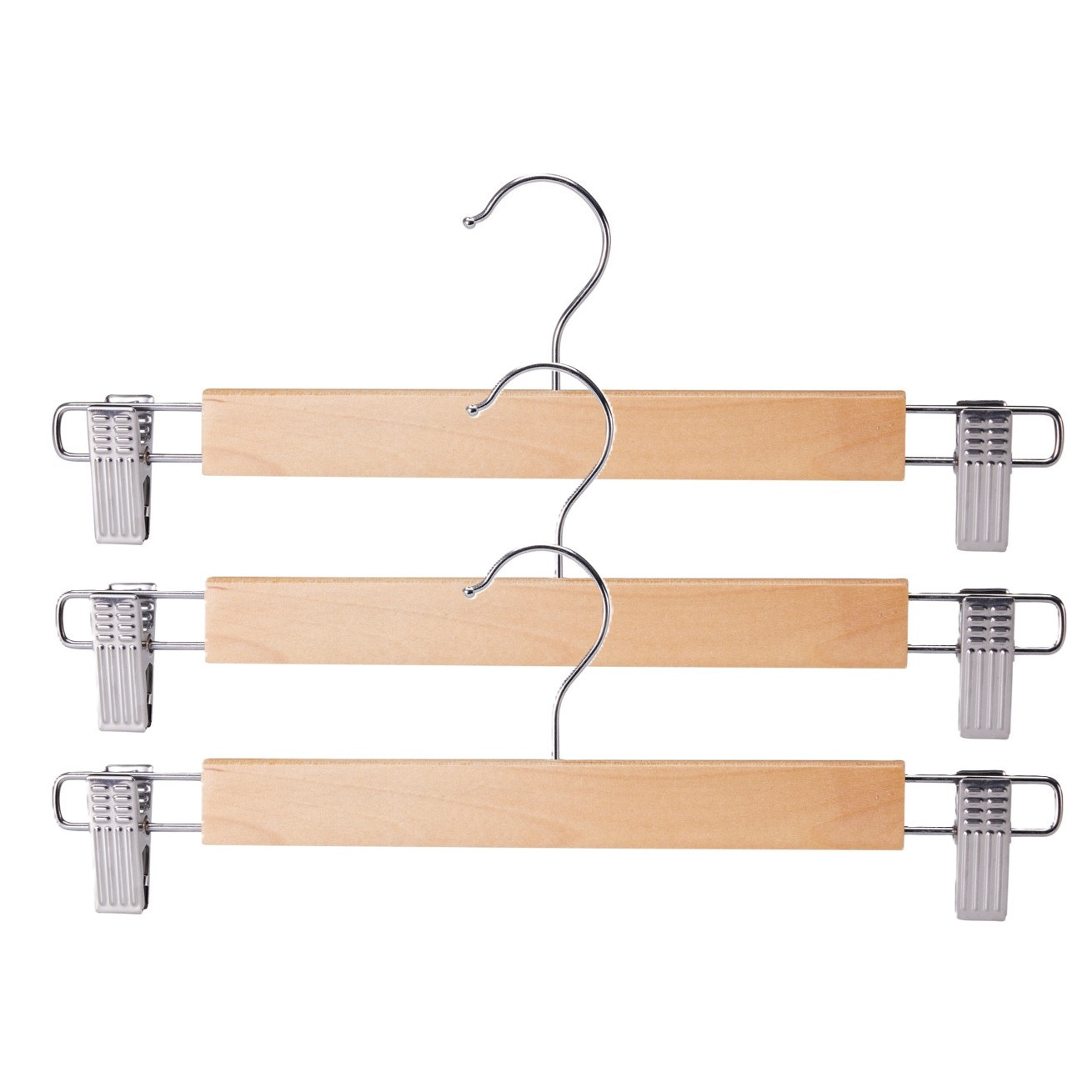 Storage Solutions Broeken/rokken kledinghangers - set 3x stuks - hout - 33 cm - naturel -