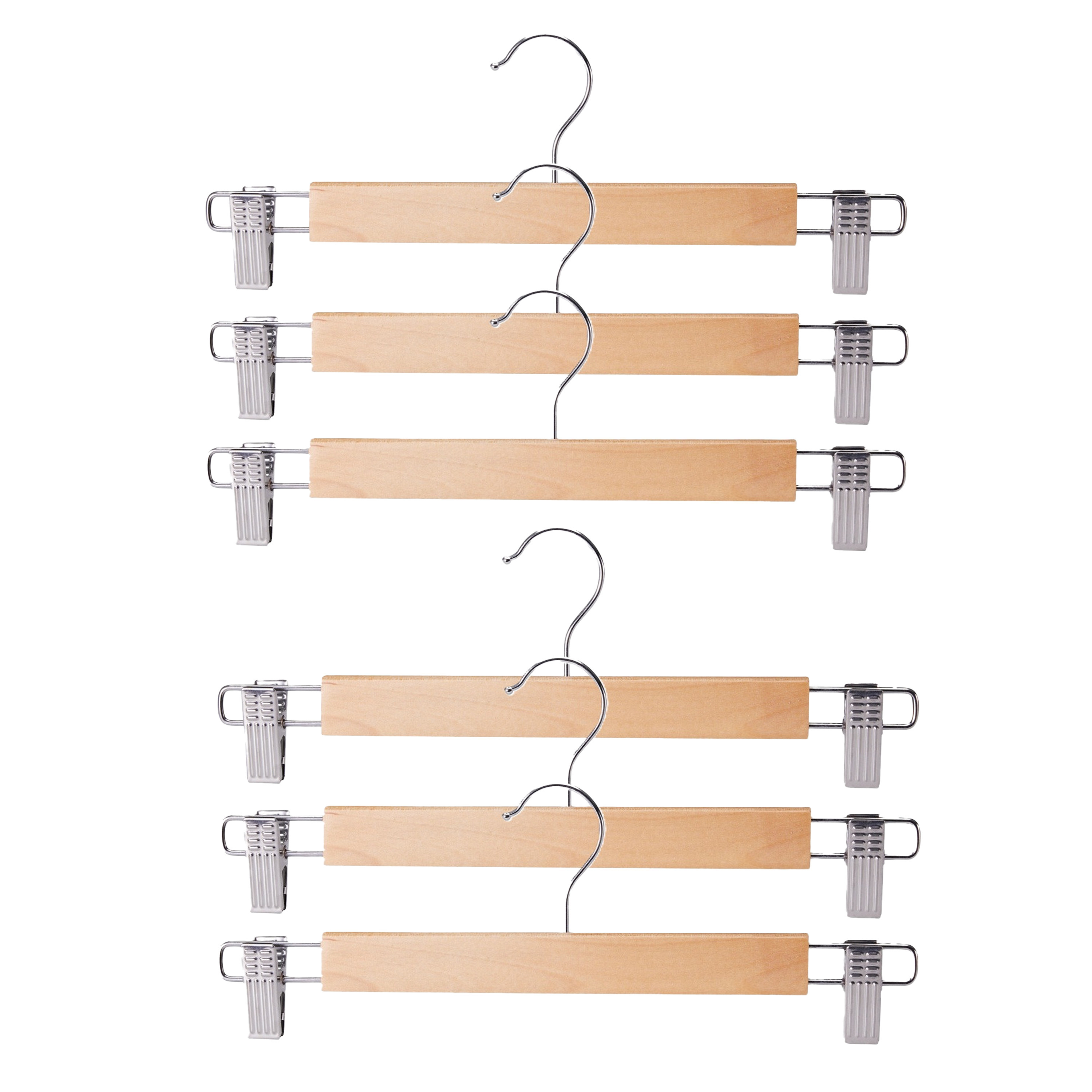 Storage Solutions Broeken/rokken kledinghangers - set 6x stuks - hout - 33 cm - naturel -