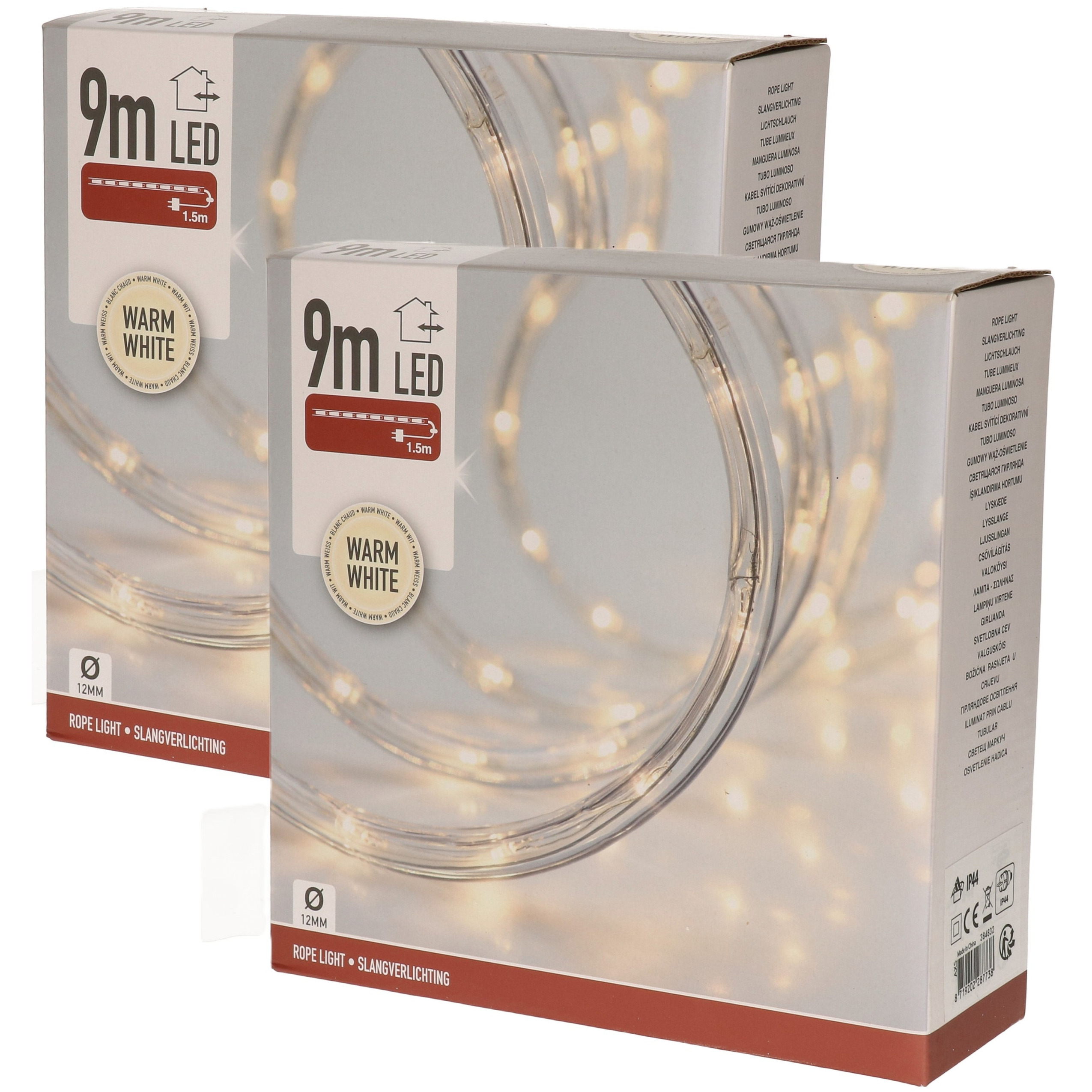 Merkloos LED slangverlichting - 2x - 9 meter - warm wit licht - voor buiten - kerstverlichting -