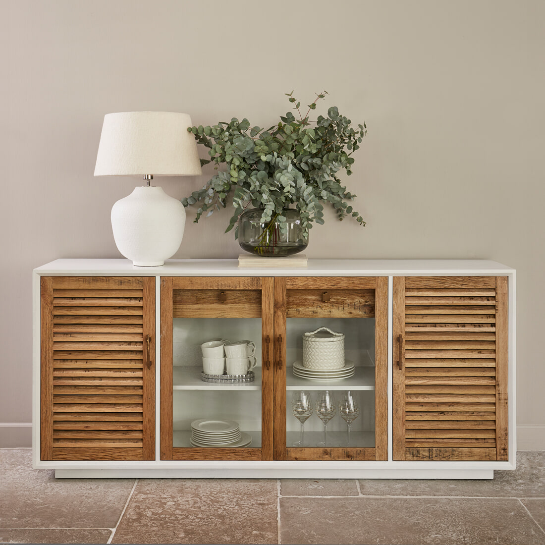 Rivièra Maison Dressoir Lake House Eikenhout en glas, 194cm - Bruin