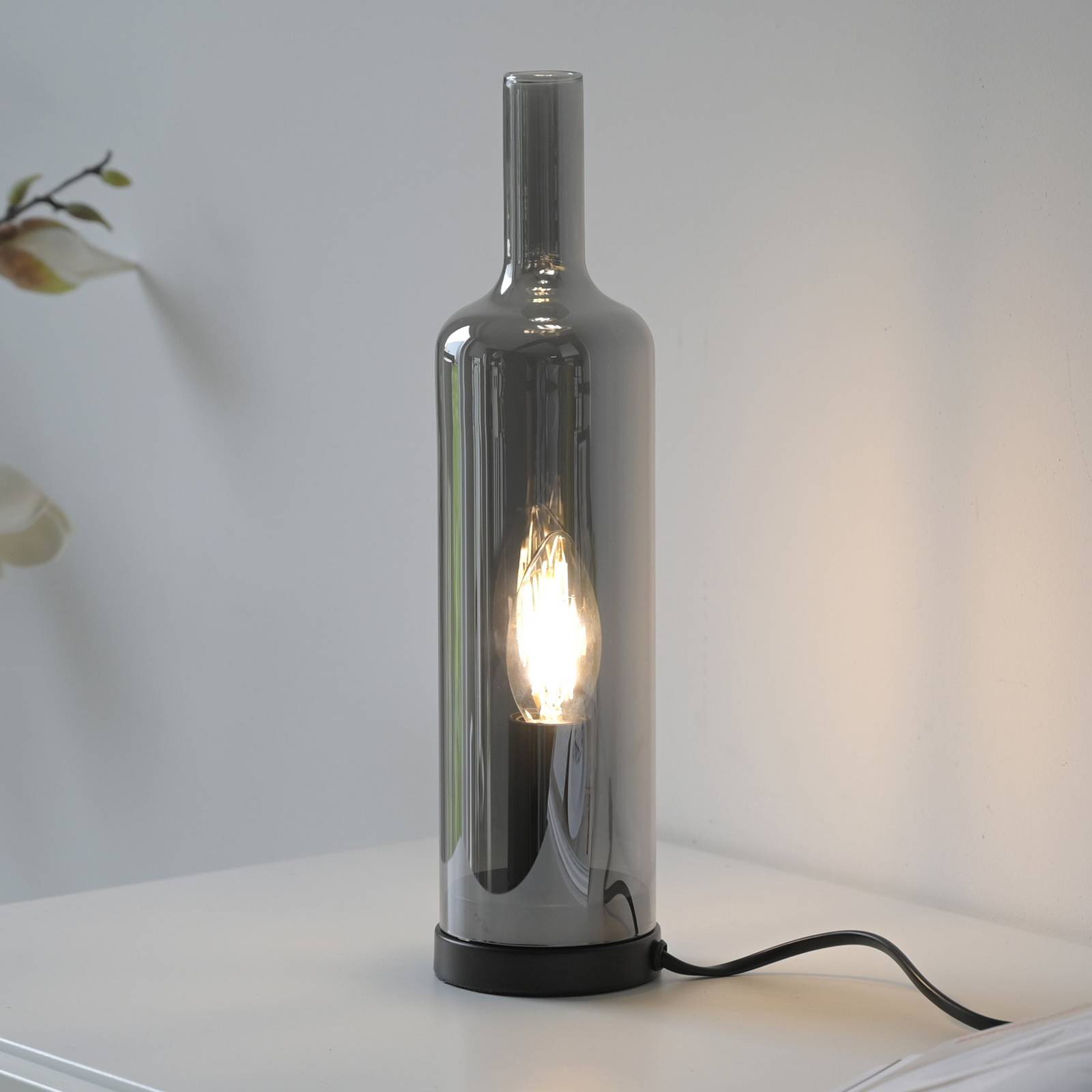 JUST LIGHT. GmbH JUST LIGHT. tafellamp Bottle, rookgrijs, glas, E14