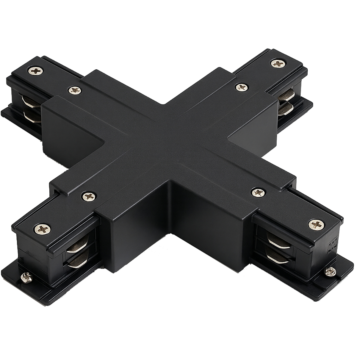 BES LED Spanningsrail Doorverbinder - Prixa - X Kruis Koppeling - 3 Fase - Zwart