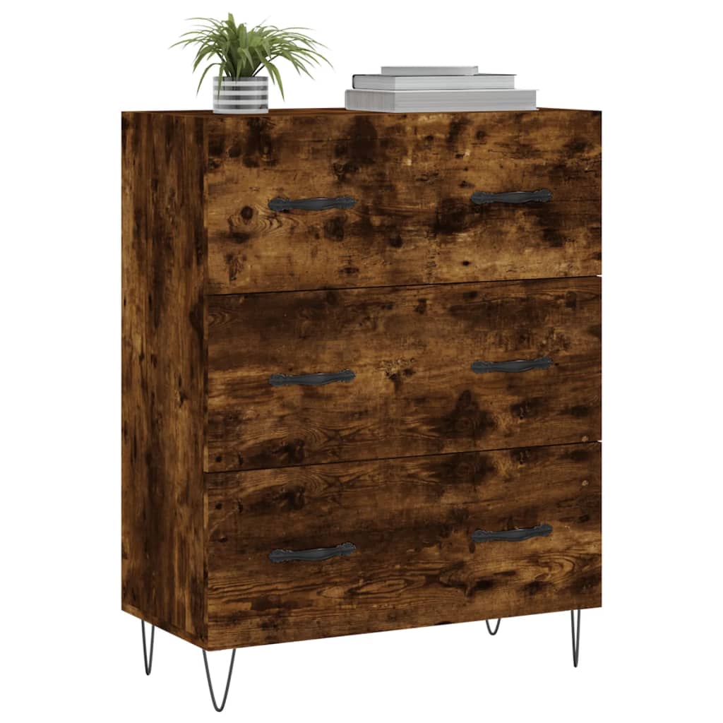vidaXL Dressoir 69,5x34x90 cm bewerkt hout gerookt eikenkleurig