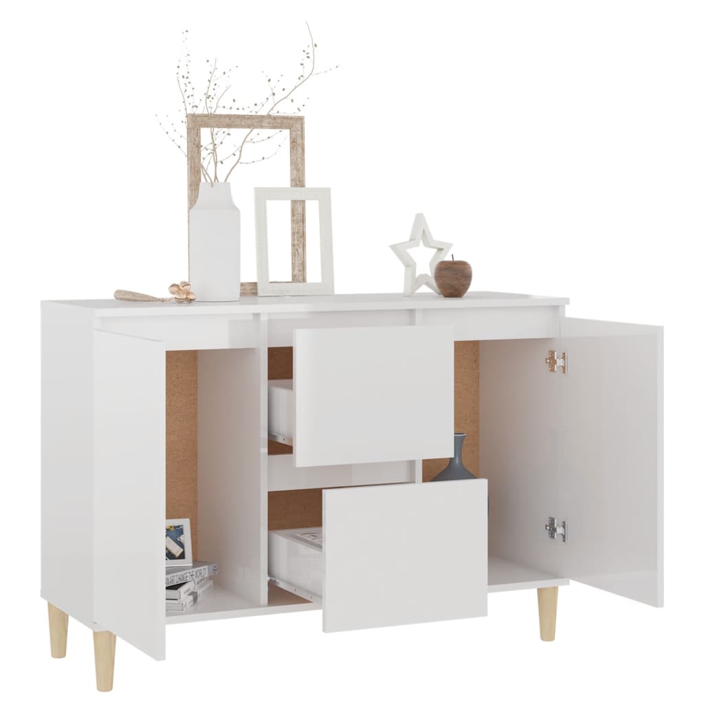 vidaXL Dressoir 101x35x70 cm bewerkt hout hoogglans wit