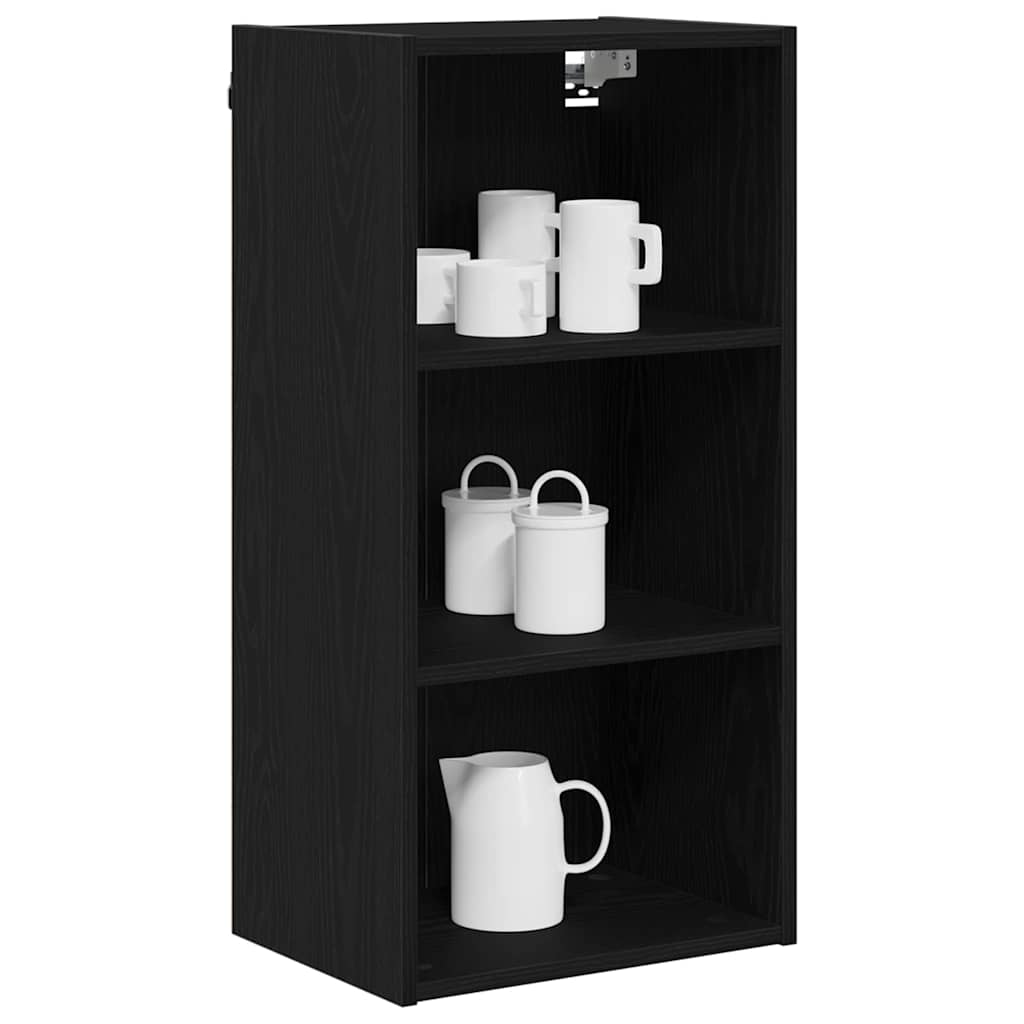 vidaXL Hangkast Riga Zwart Eiken 40 x 29,5 x 80 cm Bewerkt hout