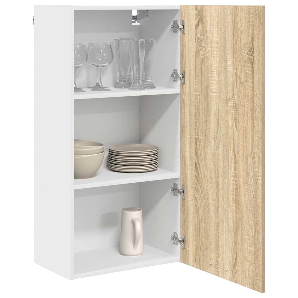 vidaXL Hangkast Riga Sonoma Eik en Wit 50 x 31 x 100 cm Bewerkt hout