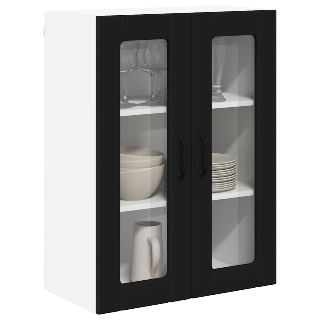 vidaXL Keukenkast aan de muur Zwart 60 x 31 x 80 cm Bewerkt hout
