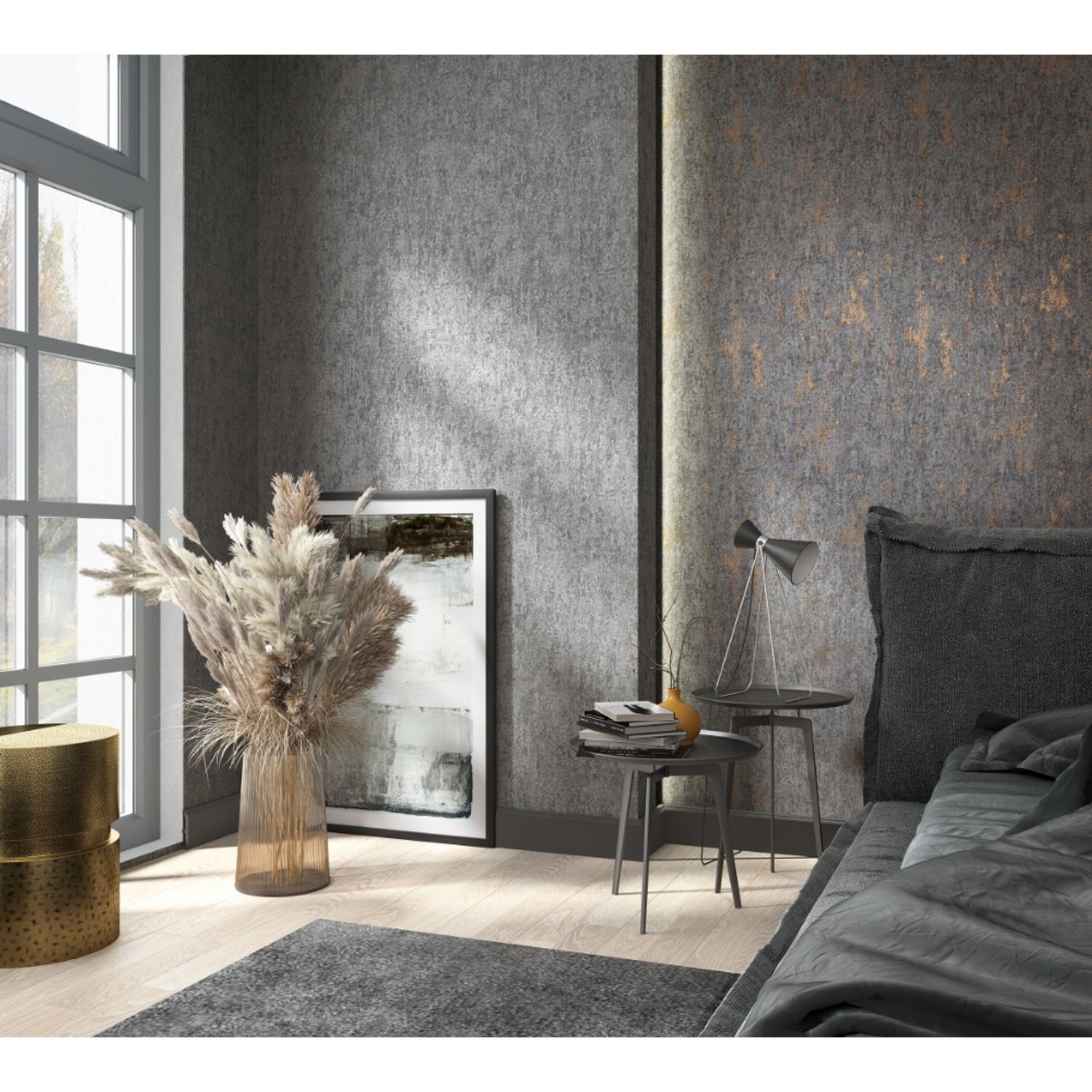Praxis Vliesbehang City Romance 35142 - Antraciet - 10,05m X 53cm