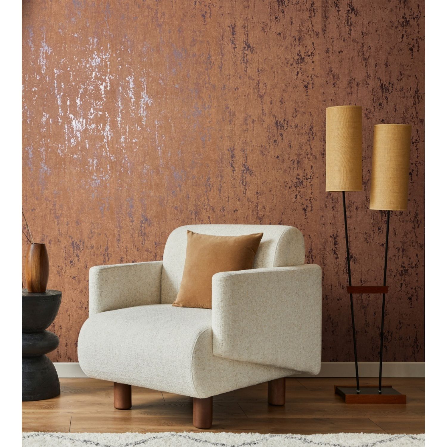Praxis Vliesbehang City Romance 35163 - Kastanjebruin - Zilver - Metallic - 10,05 M X 53 Cm