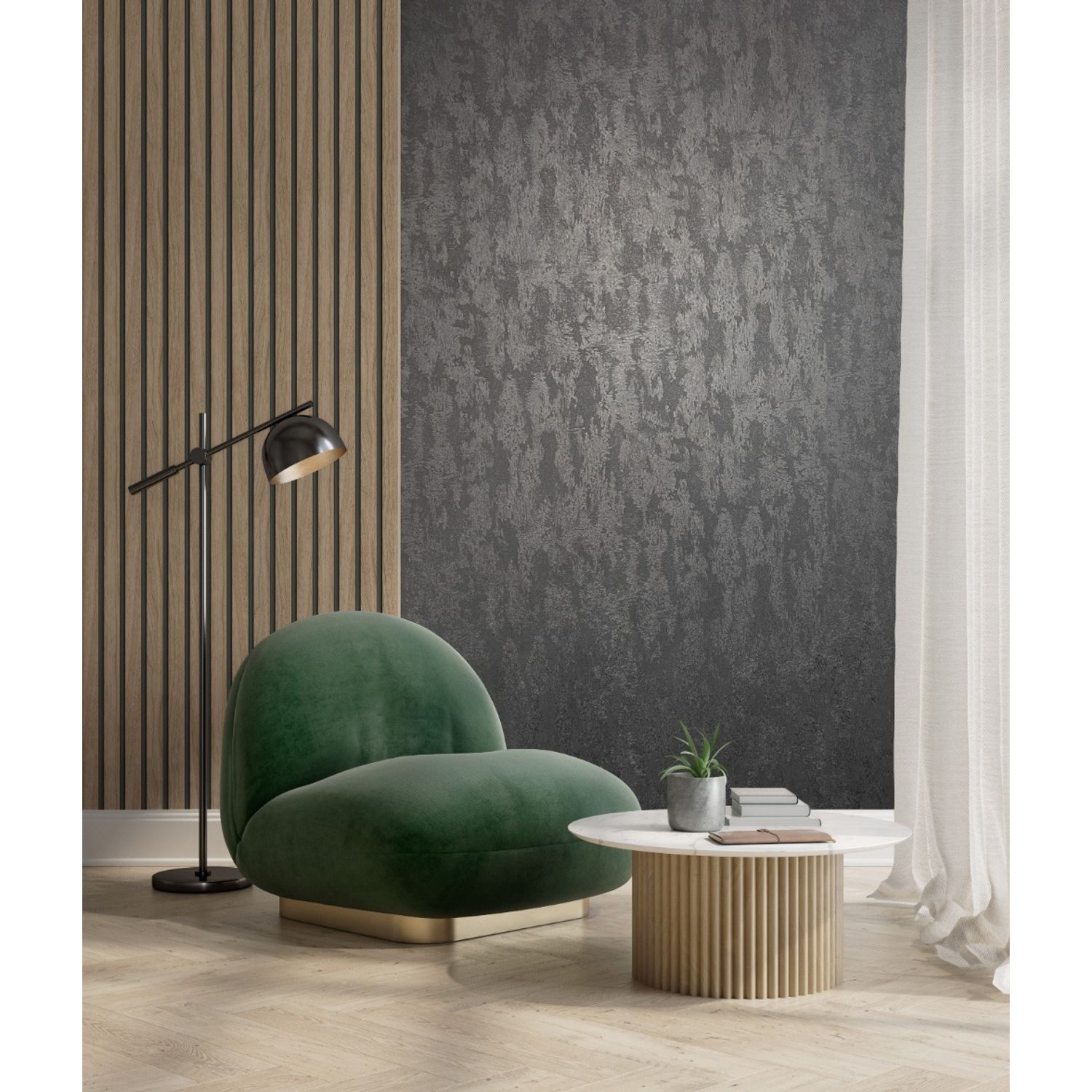 Praxis Vliesbehang City Romance 35130 - Antraciet - Zwart - Zilver - Glans - 10,05m X 53cm