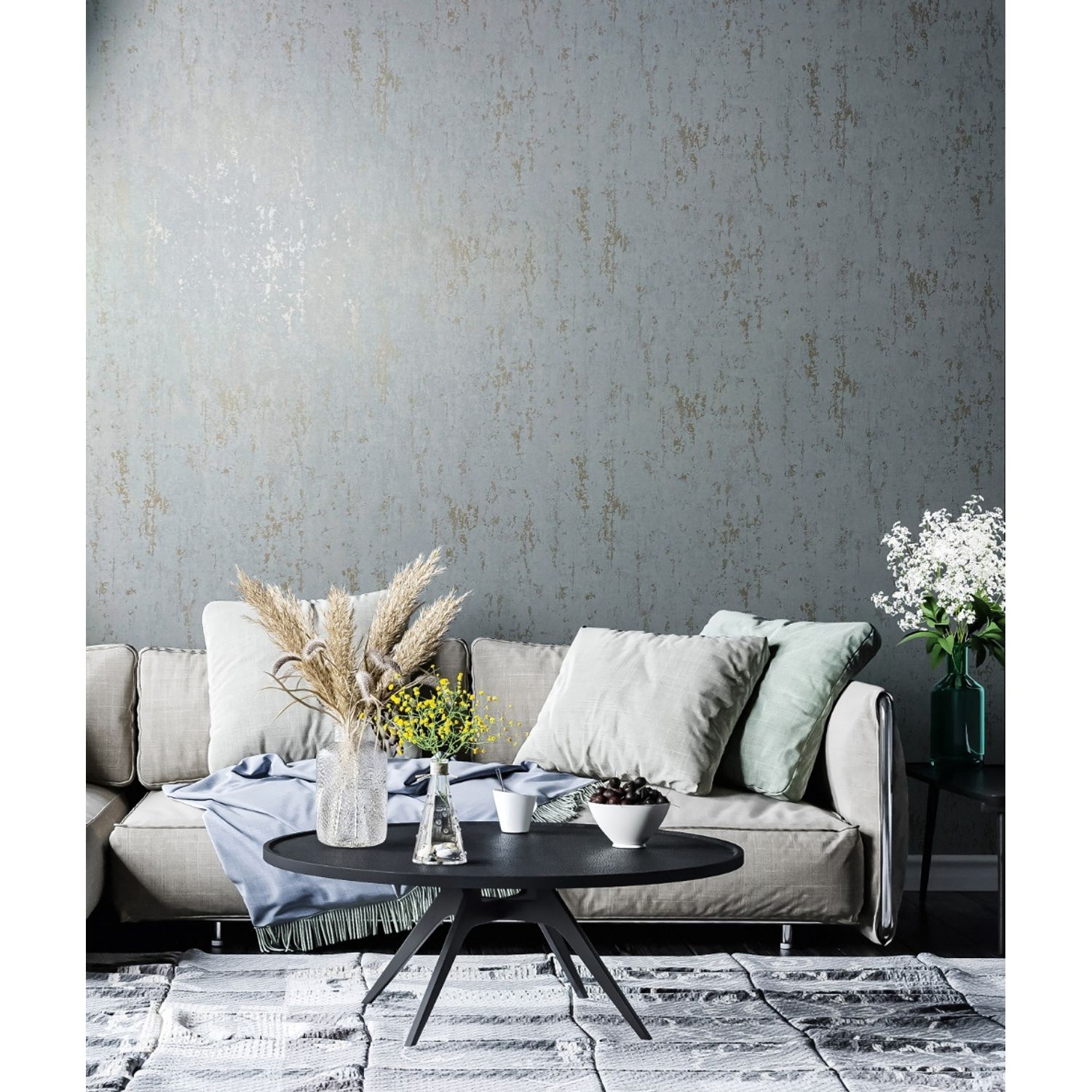 Praxis Vliesbehang City Romance 35162 - Lichtblauw - Grijs - Glans - 10,05m X 53cm