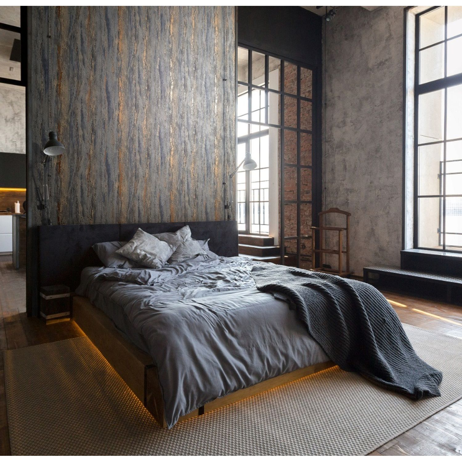 Praxis Vliesbehang City Romance 35156 - Antraciet - Koper - Metallic - 10,05m X 53cm