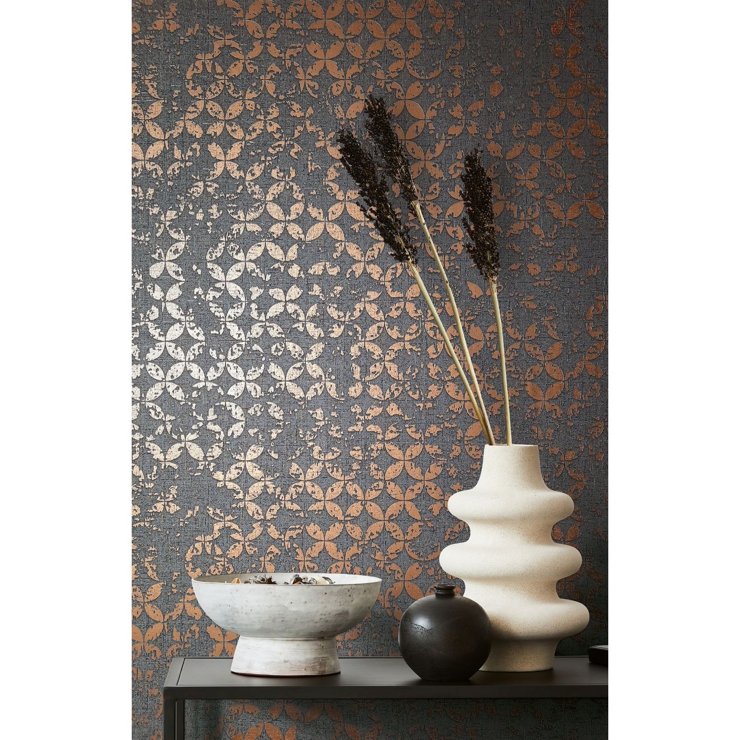 Praxis Vliesbehang City Romance 35119 - Antraciet - Koper - Zwart - Metallic - 10,05 M X 53 Cm