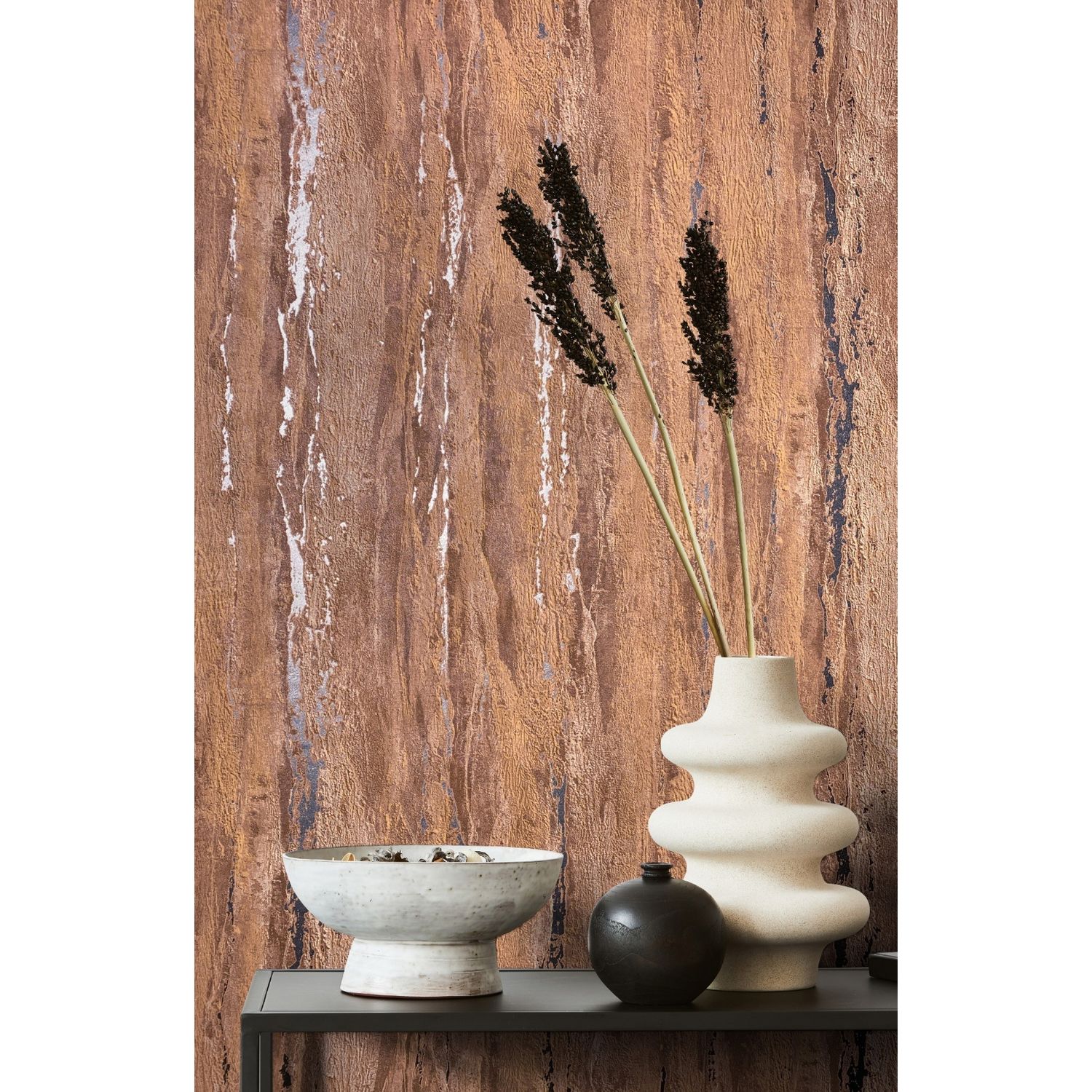 Praxis Vliesbehang City Romance 35166 - Kastanjebruin - Donker Zilver - Metallic - 10,05 M X 53 Cm