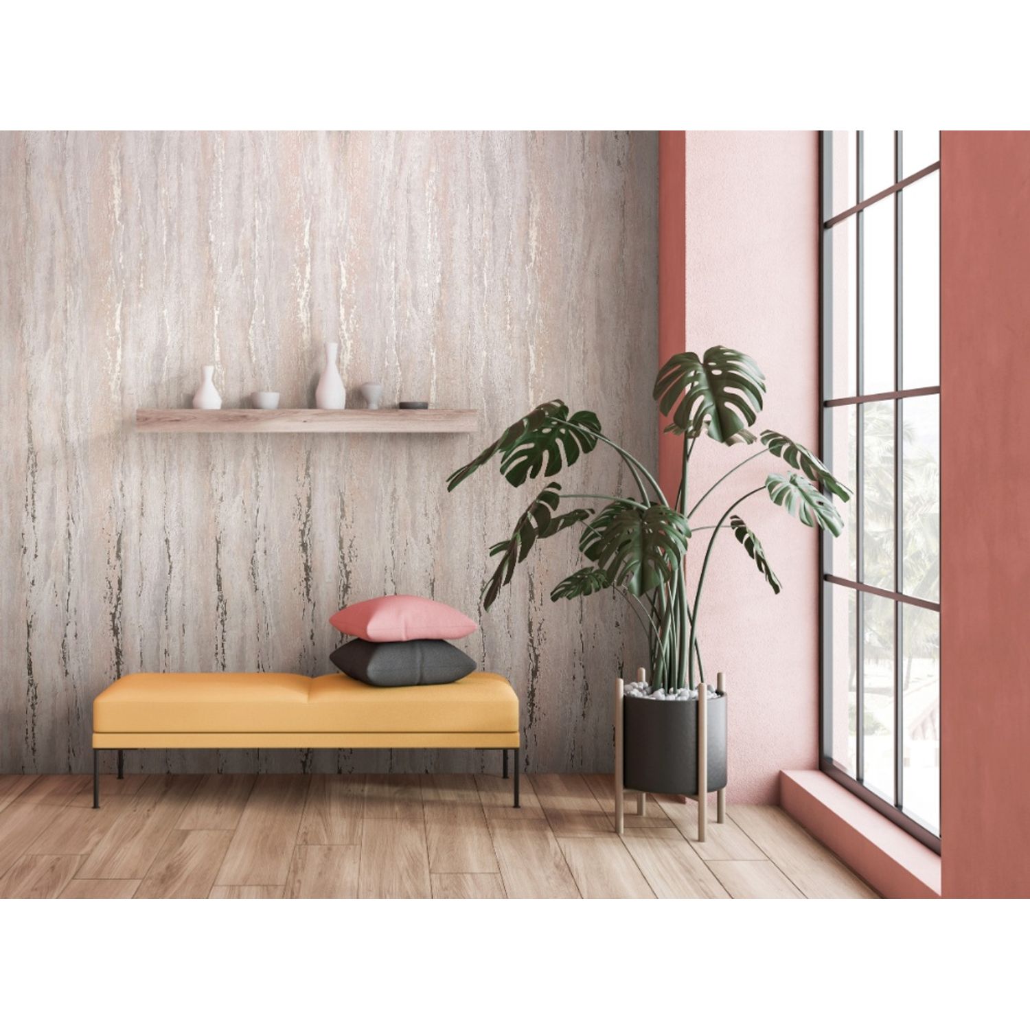 Praxis Vliesbehang City Romance 35158 - Greige - Glans - 10,05m X 53cm