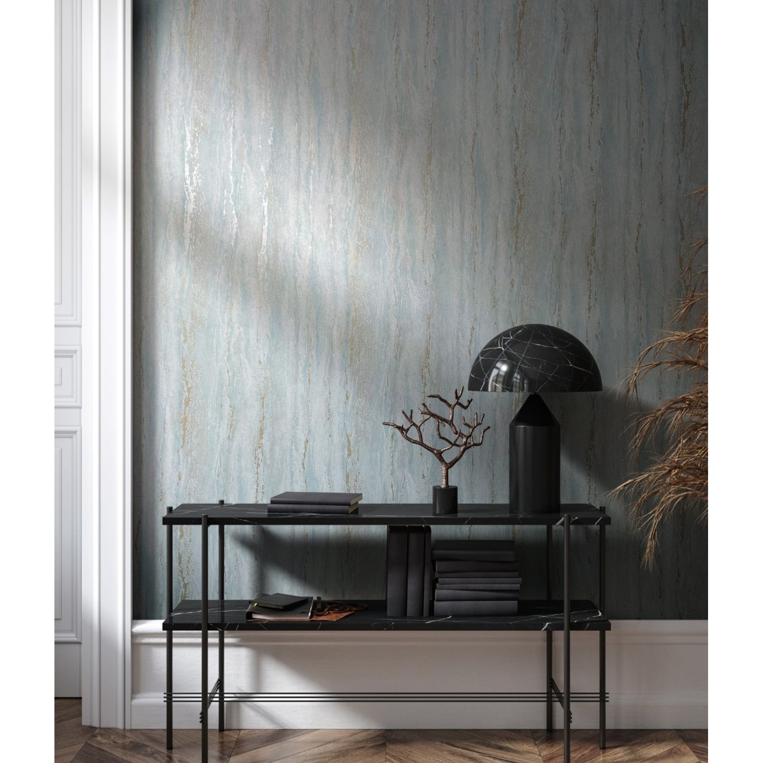 Praxis Vliesbehang City Romance 35165 - Ijlblauw - Lichtblauw - Grijs - Glans - 10,05m X 53cm