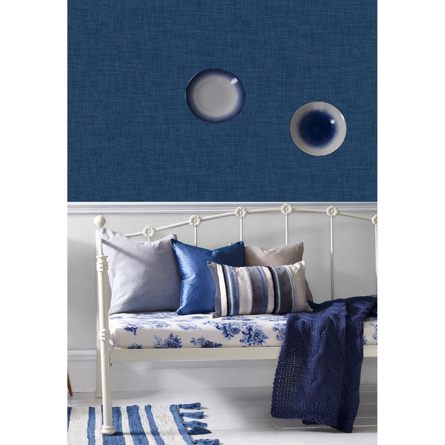Praxis Vliesbehang Antibes An28212 - Donkerblauw - Diepblauw - 10,05 M X 53 Cm
